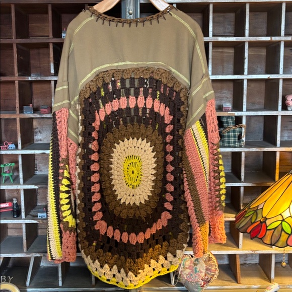 Free People RARE Multicolor Crochet jacket - Picture 5 of 5